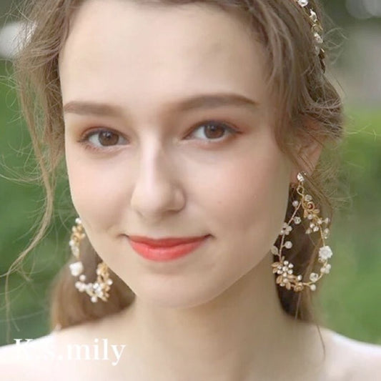 【ピアス】ブライダルピアス 小枝ピアス ビジュー ゴールド f9 【結婚式 ピアス イヤリング】