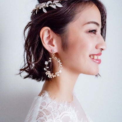 【ピアス】ブライダルピアス 小枝ピアス ビジュー ゴールド f9 【結婚式 ピアス イヤリング】