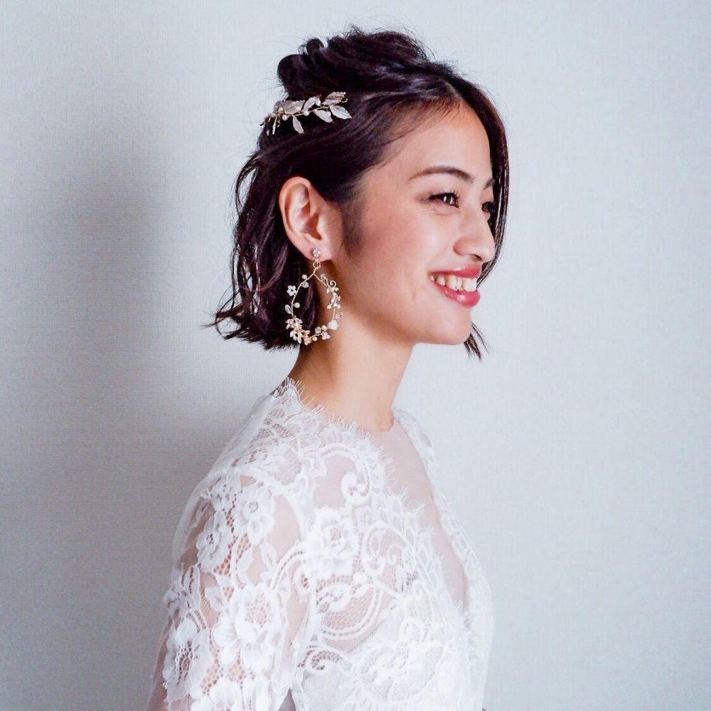 【ピアス】ブライダルピアス 小枝ピアス ビジュー ゴールド f9 【結婚式 ピアス イヤリング】