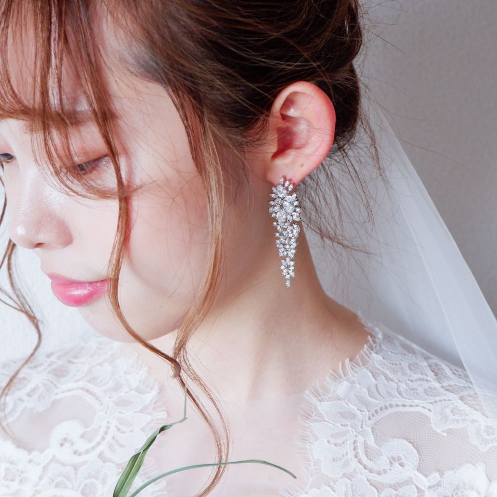 【イヤリング】ビジュー ウェディング ブライダルイヤリング g1 【結婚式 ピアス イヤリング】