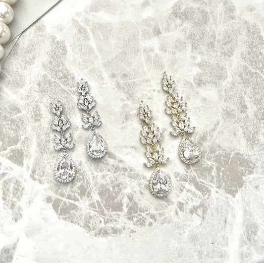 【ピアス・イヤリング】garden ジルコニアピアス/ブライダルアクセサリー 【結婚式 ピアス イヤリング】