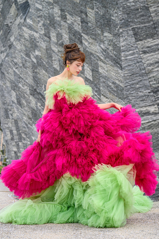 NOLA ノラ【カラードレス レンタル】ミリアロンドン ピンク ライムグリーン【結婚式】