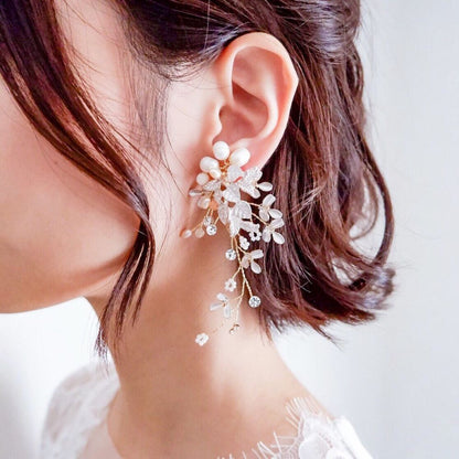【イヤリング】ブライダルイヤリング 小枝イヤリング ビジュー ゴールド g4 【結婚式 ピアス イヤリング】