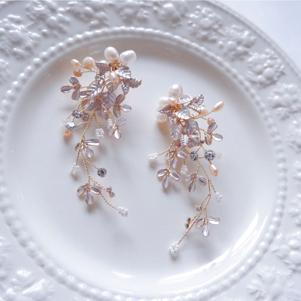 【イヤリング】ブライダルイヤリング 小枝イヤリング ビジュー ゴールド g4 【結婚式 ピアス イヤリング】