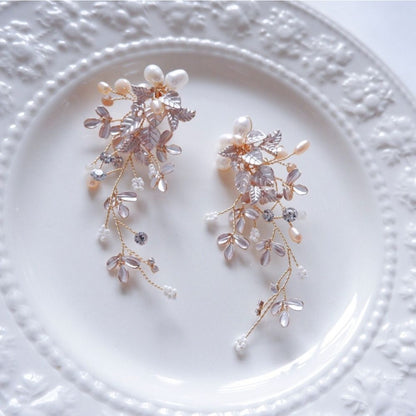 【イヤリング】ブライダルイヤリング 小枝イヤリング ビジュー ゴールド g4 【結婚式 ピアス イヤリング】