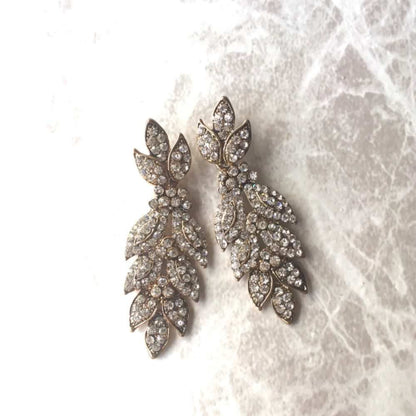 【ピアス・イヤリング】leaf shower ビジューピアス/ブライダルアクセサリー 【結婚式 ピアス イヤリング】