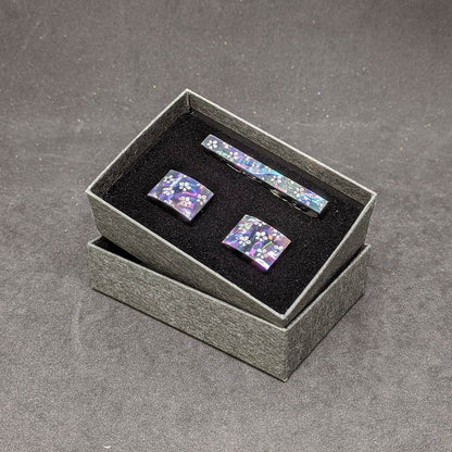 【着物職人手作り 金彩螺鈿ネクタイピン・カフスボタンセット】シルバー Nsplus 19673 【結婚式 カフス タイピン 小物】