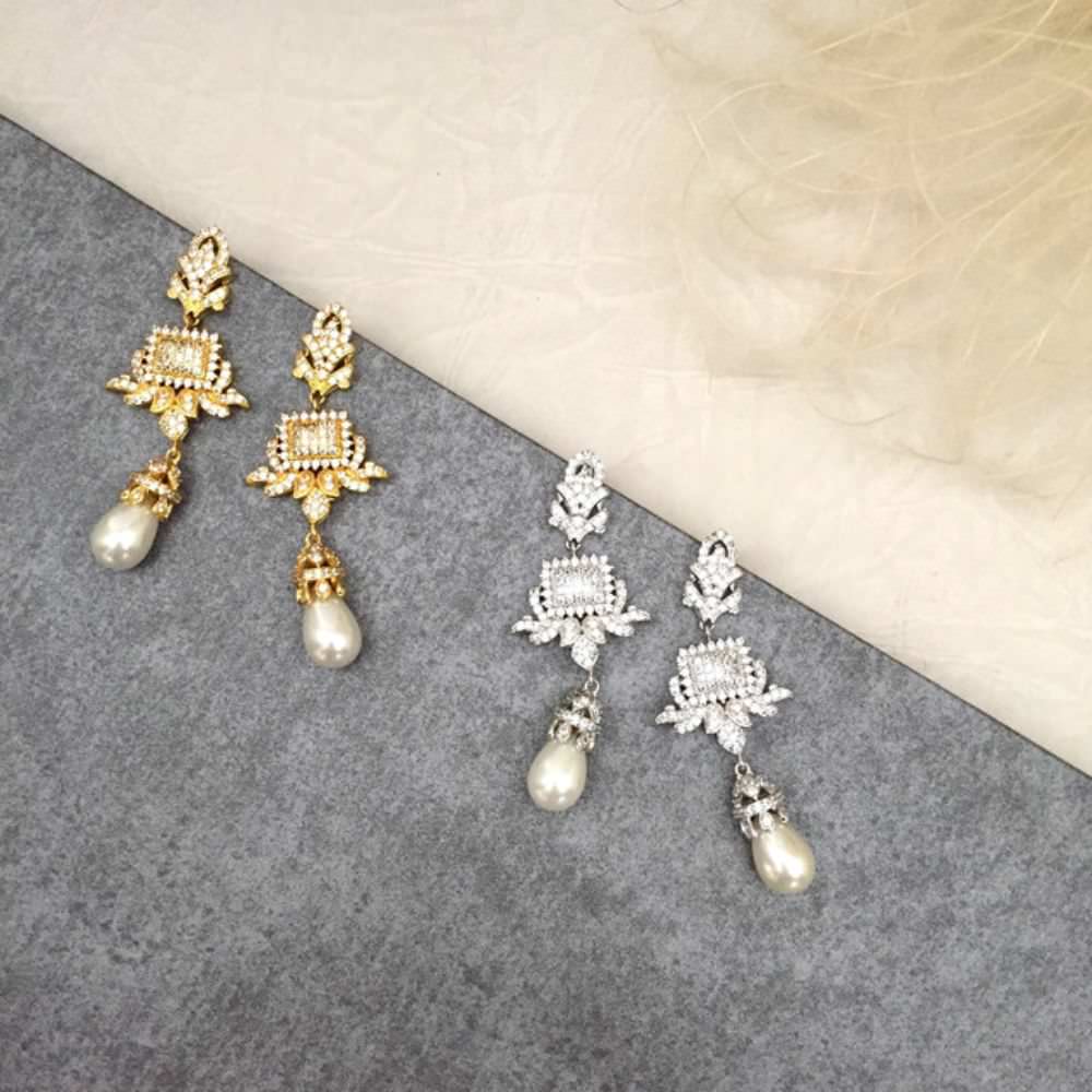 【ピアス・イヤリング】Lily ジルコニアピアス/ブライダルアクセサリー 【結婚式 ピアス イヤリング】