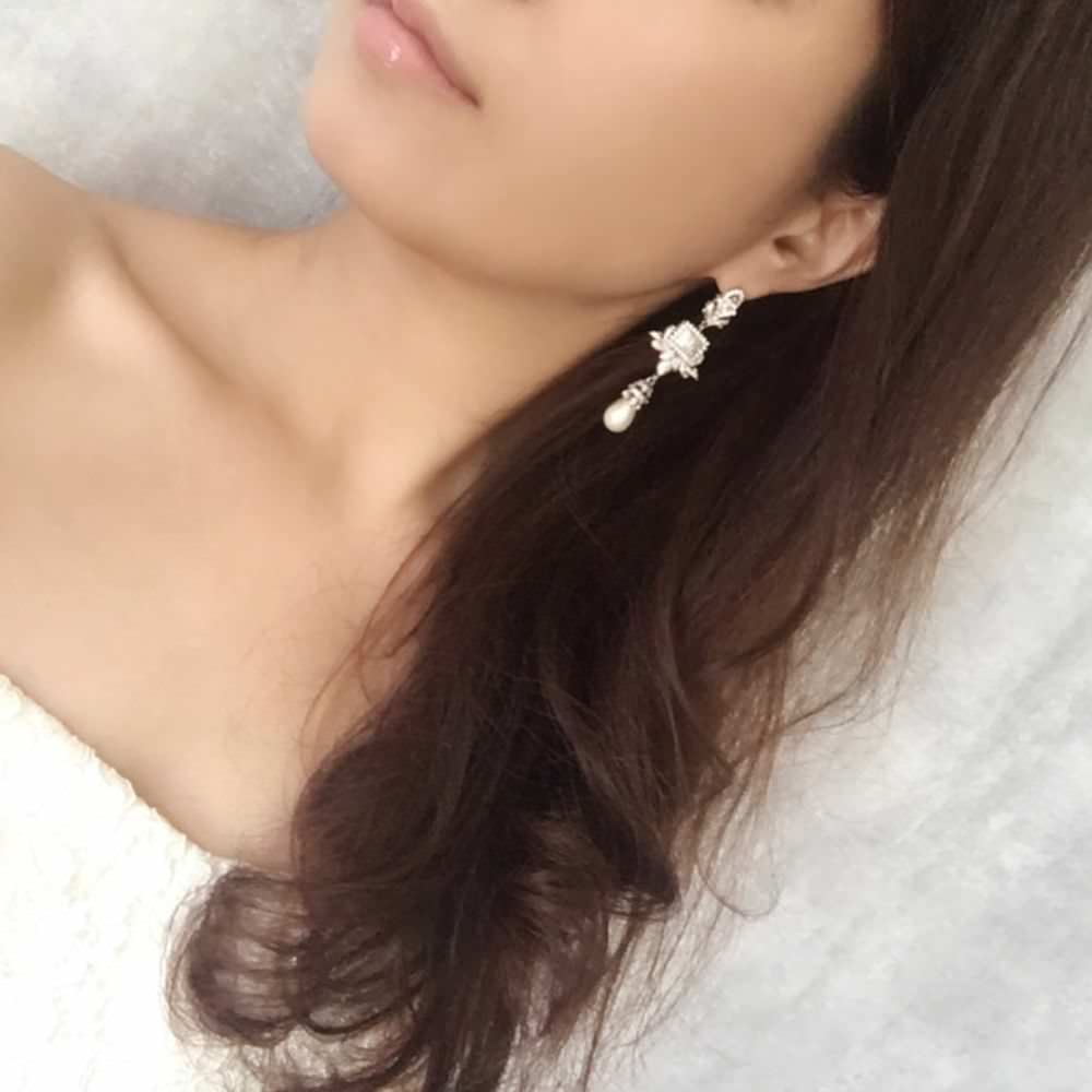 【ピアス・イヤリング】Lily ジルコニアピアス/ブライダルアクセサリー 【結婚式 ピアス イヤリング】