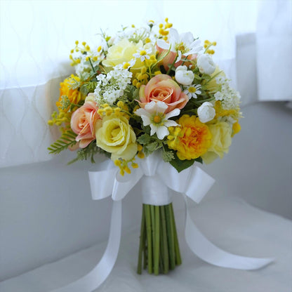 黄色のお花とコスモスのブーケ