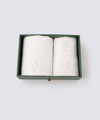 【Foo Tokyo】 オーガニックコットン バスタオル1枚&フェイスタオル2枚入り ギフトセット ホワイト 【結婚式 ギフト 引き出物 タオル 寝具】