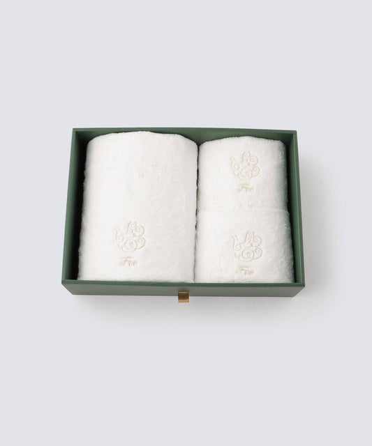 【Foo Tokyo】 オーガニックコットン バスタオル1枚&フェイスタオル2枚入り ギフトセット ホワイト 【結婚式 ギフト 引き出物 タオル 寝具】