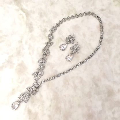 magnifique silver ジルコニアネックレス&ピアスset/ブライダルアクセサリー 【結婚式 アクセサリーセット】