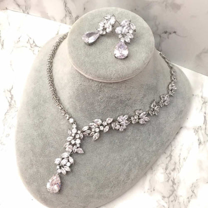 magnifique silver ジルコニアネックレス&ピアスset/ブライダルアクセサリー 【結婚式 アクセサリーセット】