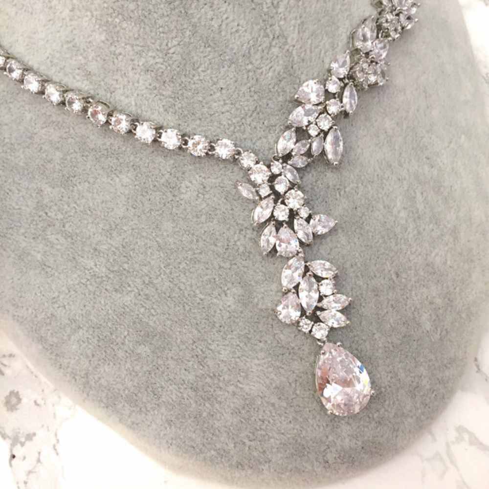 magnifique silver ジルコニアネックレス&ピアスset/ブライダルアクセサリー 【結婚式 アクセサリーセット】