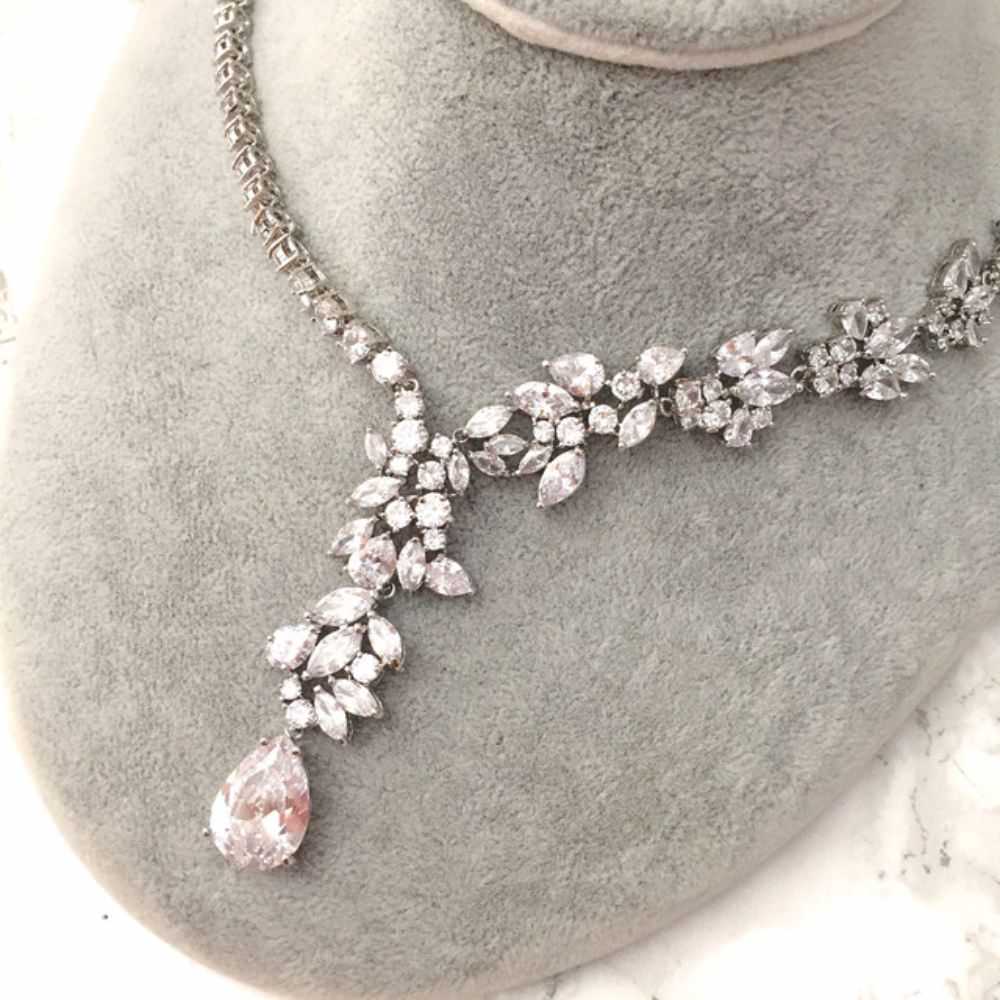 magnifique silver ジルコニアネックレス&ピアスset/ブライダルアクセサリー 【結婚式 アクセサリーセット】