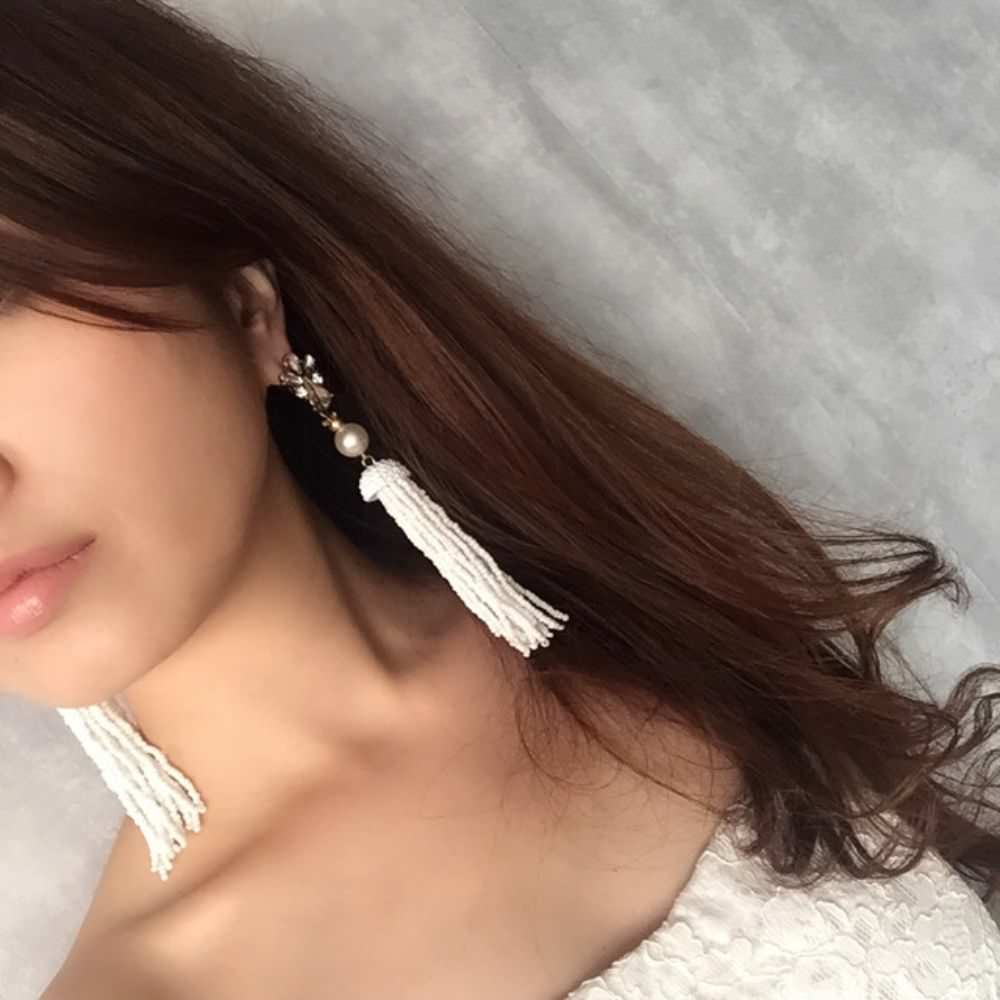 【ピアス・イヤリング】rin タッセルピアス/ブライダルアクセサリー 【結婚式 ピアス イヤリング】