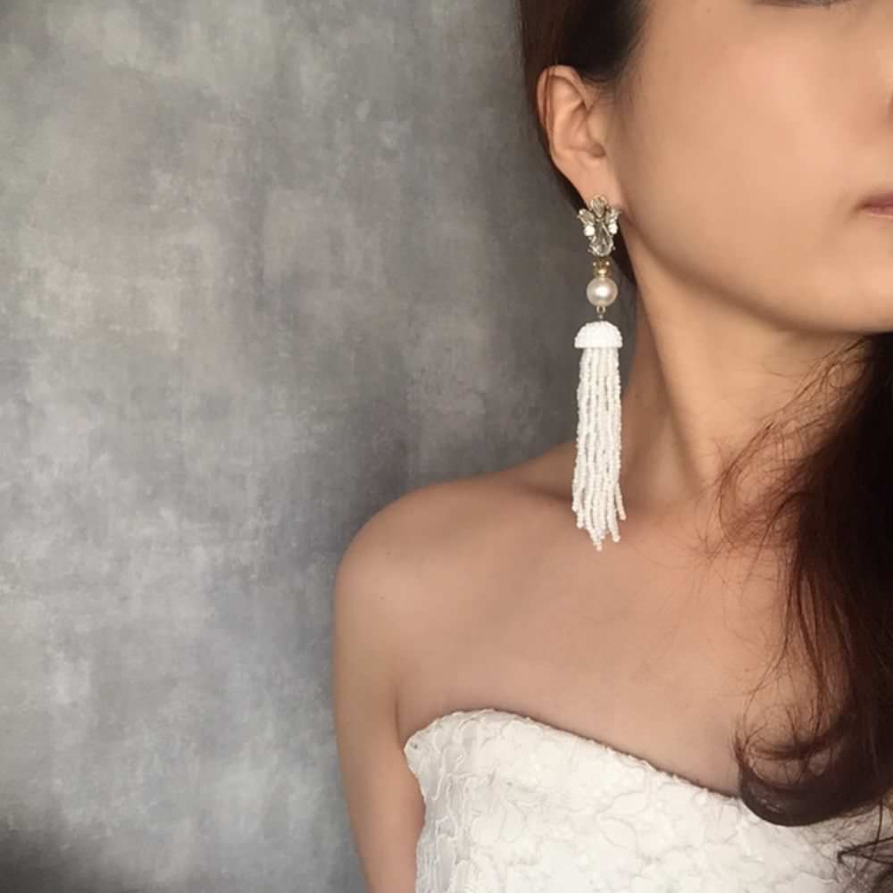【ピアス・イヤリング】rin タッセルピアス/ブライダルアクセサリー 【結婚式 ピアス イヤリング】
