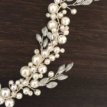 【ヘッドドレス】pearl リボンカチューシャ/ブライダルアクセサリー 【結婚式 ヘアアクセサリー】