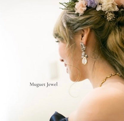 【ピアス・イヤリング】antique ビジューピアス/ブライダルアクセサリー 【結婚式 ピアス イヤリング】