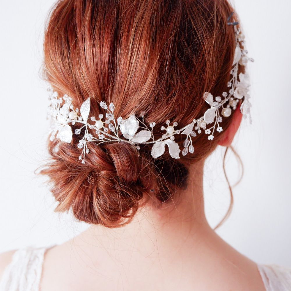 【ヘッドドレス】ブライダルヘッドドレス ビジュー パール 小枝アクセサリー a8 【結婚式 ヘアアクセサリー】
