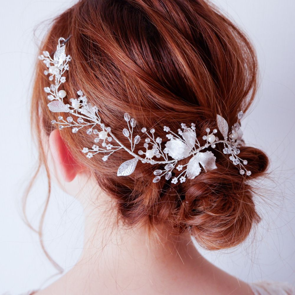 【ヘッドドレス】ブライダルヘッドドレス ビジュー パール 小枝アクセサリー a8 【結婚式 ヘアアクセサリー】