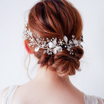 【ヘッドドレス】ブライダルヘッドドレス ビジュー パール 小枝アクセサリー a8 【結婚式　ヘアアクセサリー】