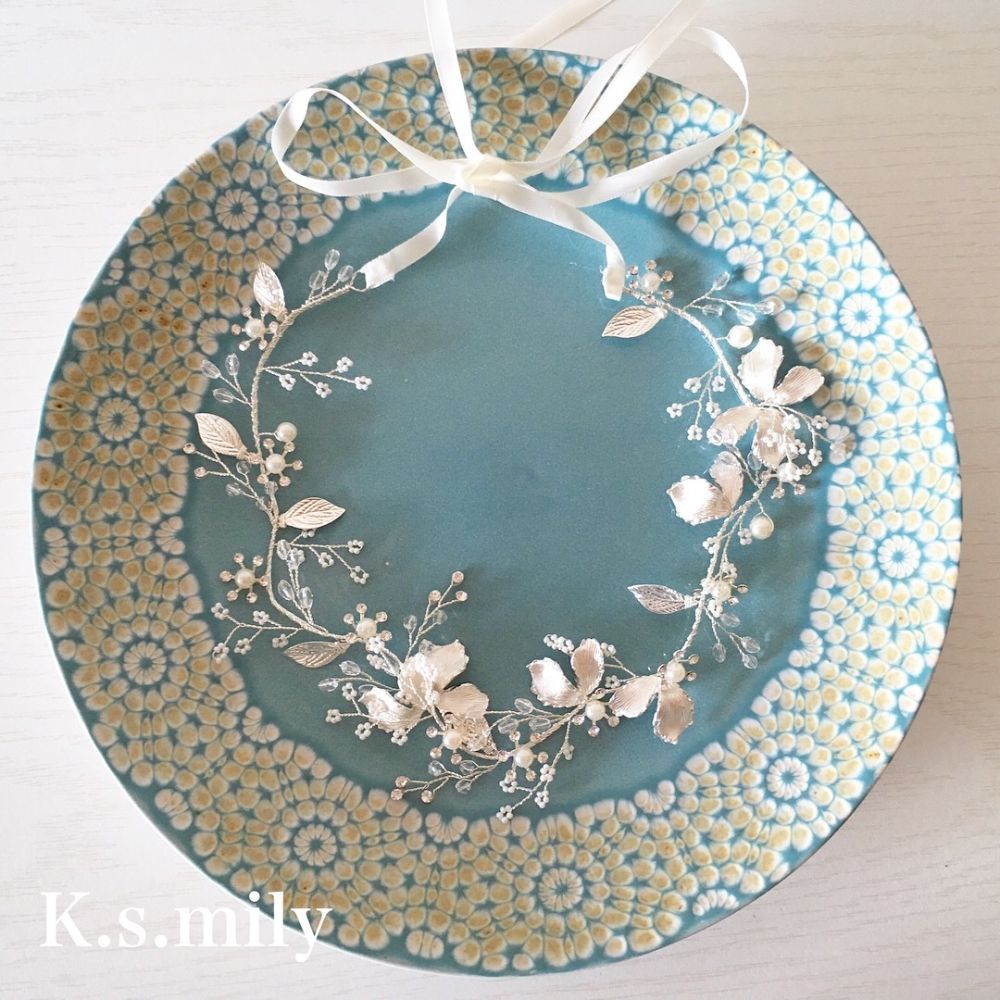 【ヘッドドレス】ブライダルヘッドドレス ビジュー パール 小枝アクセサリー a8 【結婚式 ヘアアクセサリー】