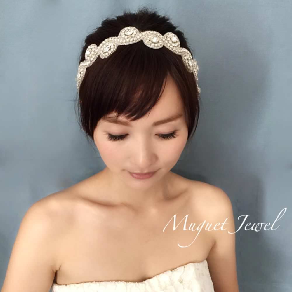 【ヘッドドレス】circle リボンカチューシャ/ブライダルアクセサリー 【結婚式 ヘアアクセサリー】