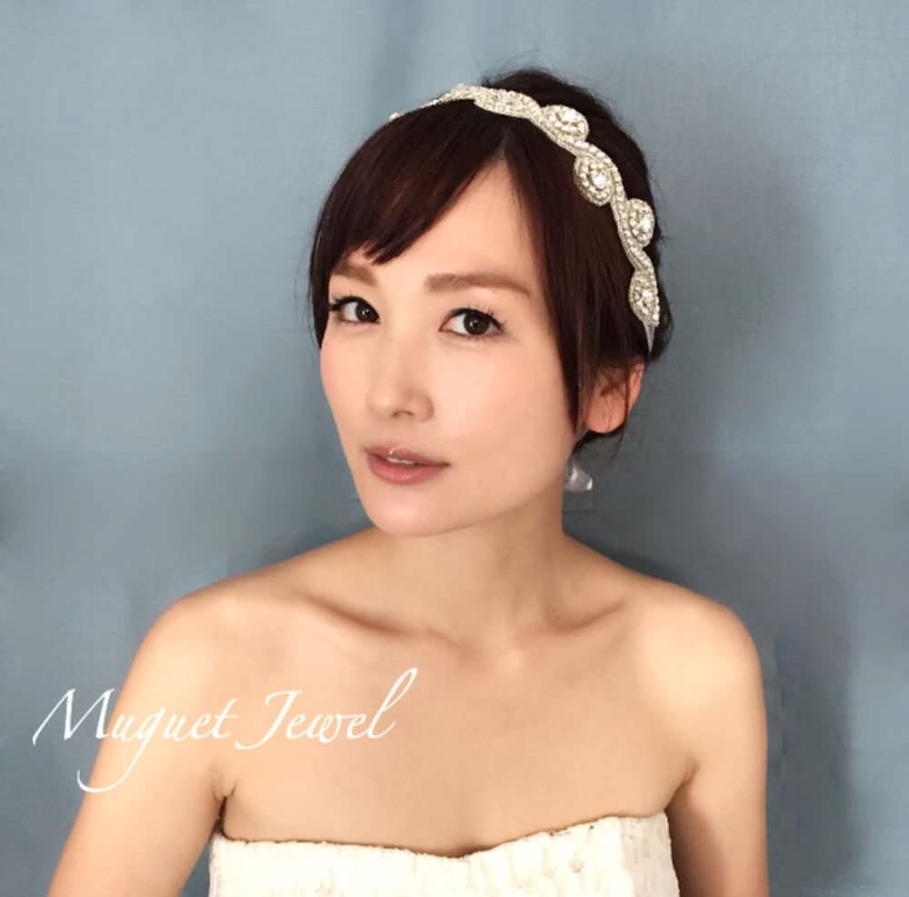 【ヘッドドレス】circle リボンカチューシャ/ブライダルアクセサリー 【結婚式　ヘアアクセサリー】