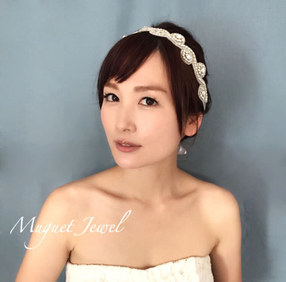 【ヘッドドレス】circle リボンカチューシャ/ブライダルアクセサリー 【結婚式 ヘアアクセサリー】
