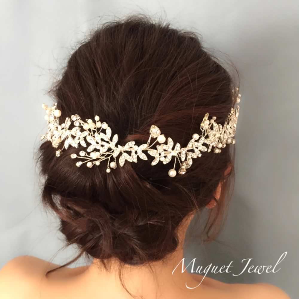 【ヘッドドレス】classy silverリボンカチューシャ/ブライダルアクセサリー 【結婚式 ヘアアクセサリー】