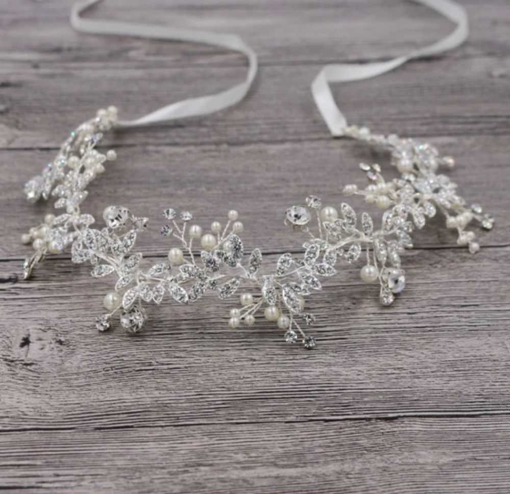 【ヘッドドレス】classy silverリボンカチューシャ/ブライダルアクセサリー 【結婚式 ヘアアクセサリー】