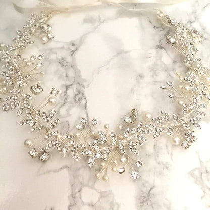 【ヘッドドレス】classy silverリボンカチューシャ/ブライダルアクセサリー 【結婚式 ヘアアクセサリー】