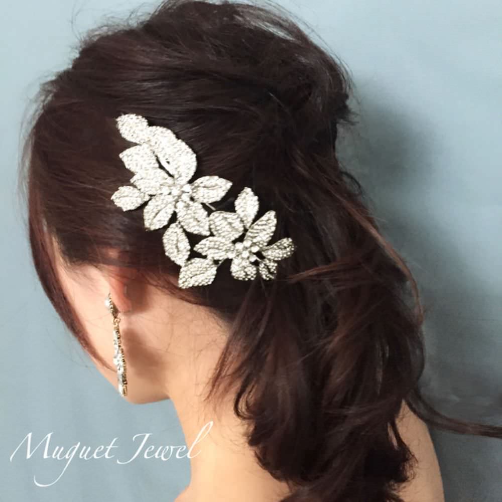 【ヘッドドレス】big flower ブライダルカチューシャ 【結婚式 ヘアアクセサリー】