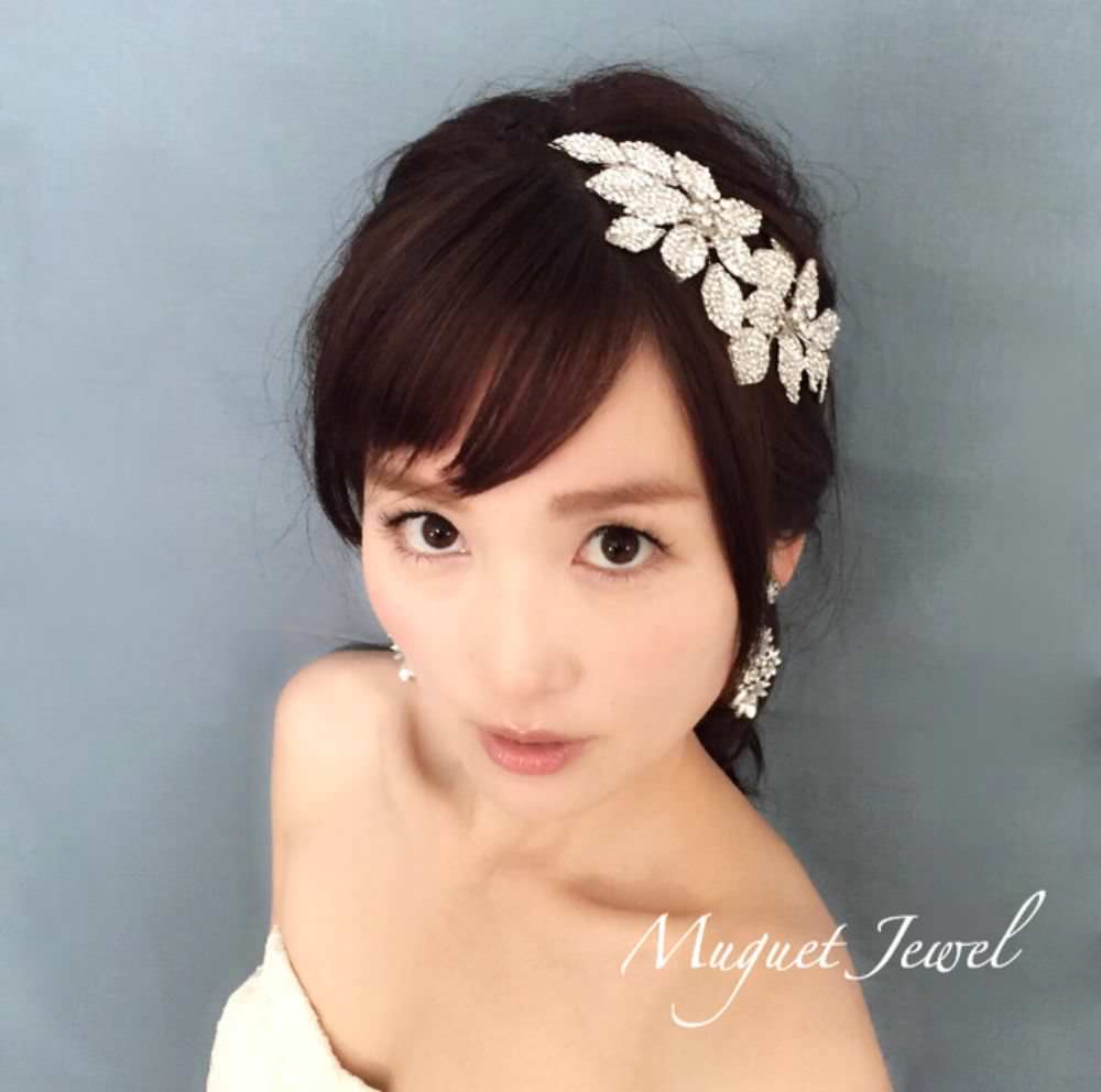 【ヘッドドレス】big flower ブライダルカチューシャ 【結婚式 ヘアアクセサリー】