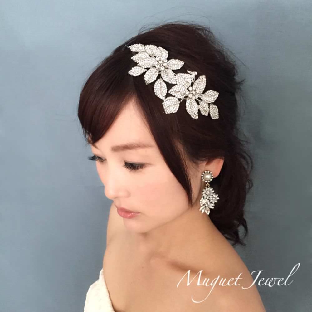 【ヘッドドレス】big flower ブライダルカチューシャ 【結婚式 ヘアアクセサリー】