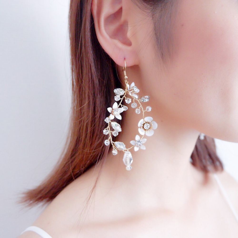 【ピアス】ブライダルピアス 小枝ピアス ビジュー ゴールド g9 【結婚式 ピアス イヤリング】