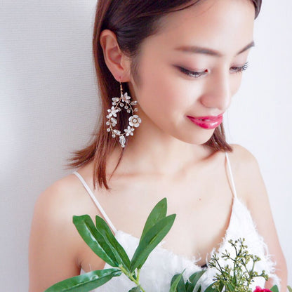 【イヤリング】ブライダルイヤリング 小枝イヤリング ビジュー ゴールド g9 【結婚式 ピアス イヤリング】
