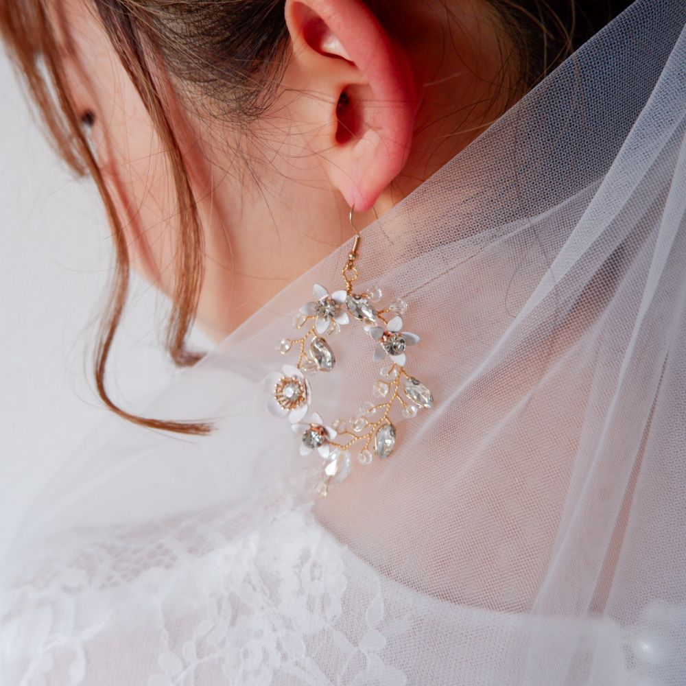 【イヤリング】ブライダルイヤリング 小枝イヤリング ビジュー ゴールド g9 【結婚式 ピアス イヤリング】
