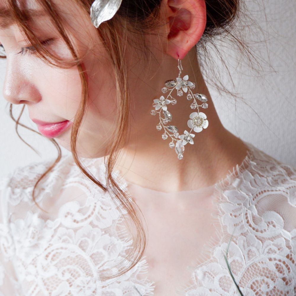 【ピアス】ブライダルピアス 小枝ピアス ビジュー シルバー g10 【結婚式 ピアス イヤリング】