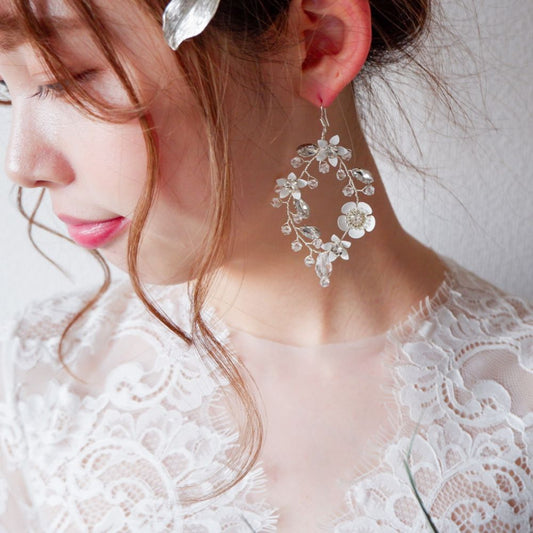 【ピアス】ブライダルピアス 小枝ピアス ビジュー シルバー g10 【結婚式 ピアス イヤリング】