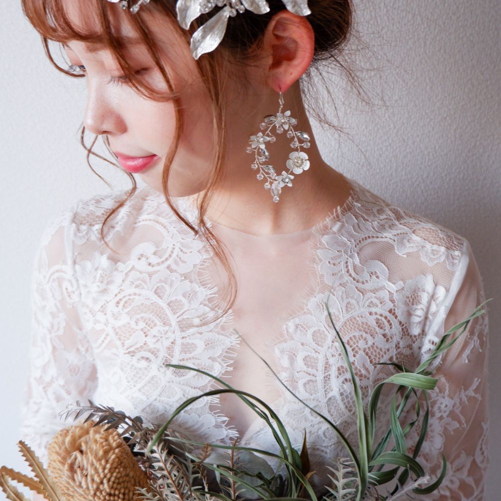【ピアス】ブライダルピアス 小枝ピアス ビジュー シルバー g10 【結婚式 ピアス イヤリング】