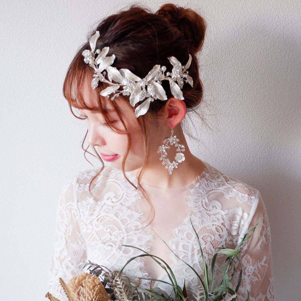 【ピアス】ブライダルピアス 小枝ピアス ビジュー シルバー g10 【結婚式 ピアス イヤリング】