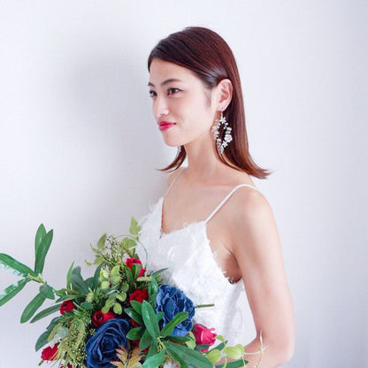 【イヤリング】ブライダルイヤリング 小枝イヤリング ビジュー シルバー g10 【結婚式 ピアス イヤリング】
