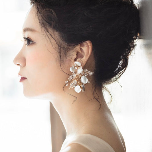 【ピアス】ブライダルピアス 小枝ピアス ビジュー ゴールド h3 【結婚式 ピアス イヤリング】