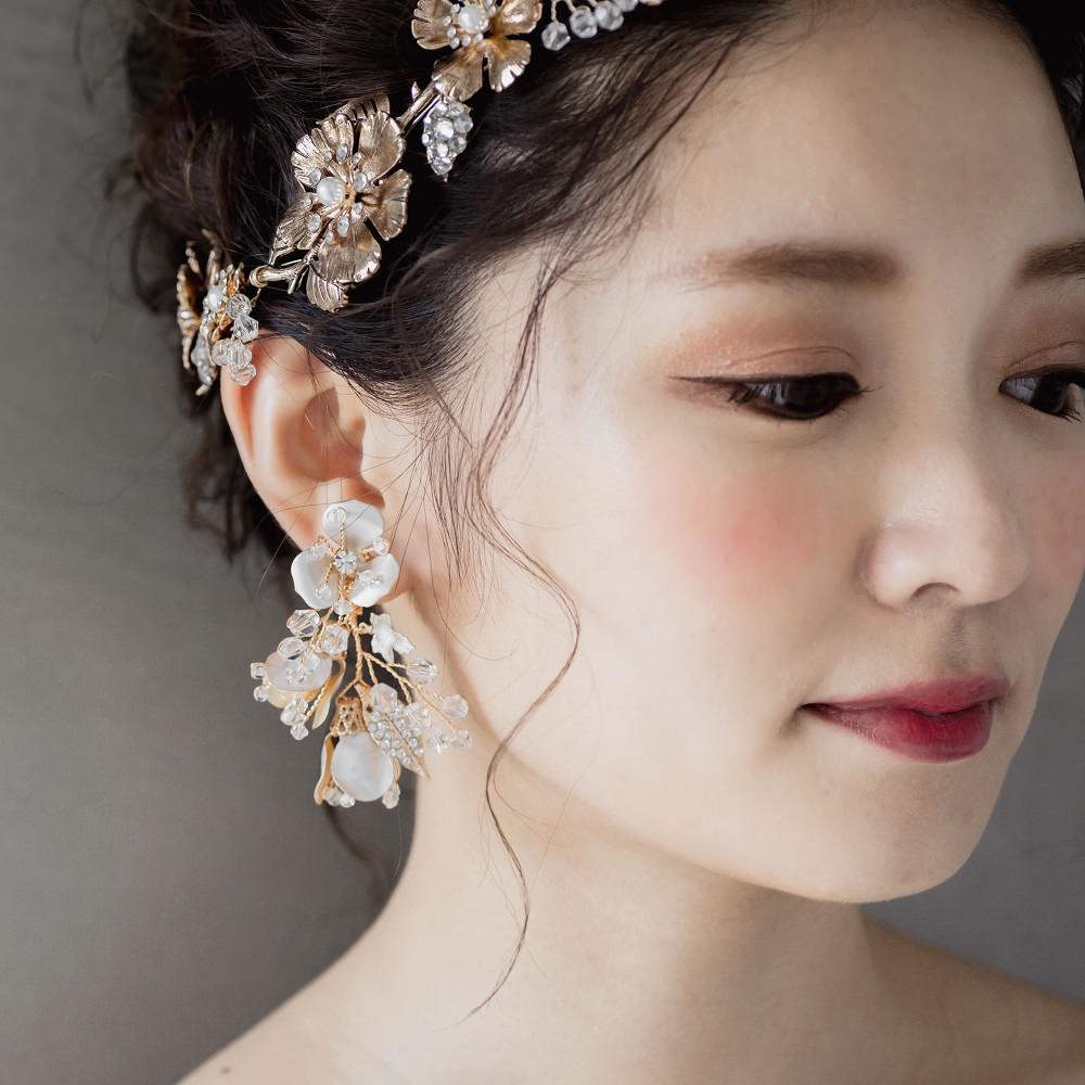 【ピアス】ブライダルピアス 小枝ピアス ビジュー ゴールド h3 【結婚式 ピアス イヤリング】