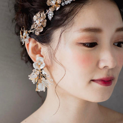 【ピアス】ブライダルピアス 小枝ピアス ビジュー ゴールド h3 【結婚式 ピアス イヤリング】