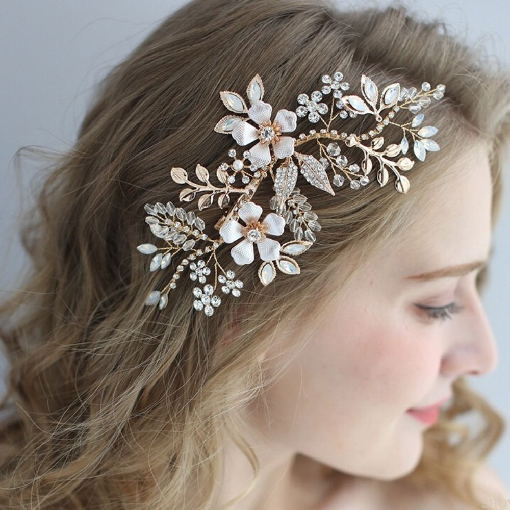 【ヘッドドレス】ブライダルヘッドドレス ビジュー ボンネ ゴールド h5 【結婚式 ヘアアクセサリー】