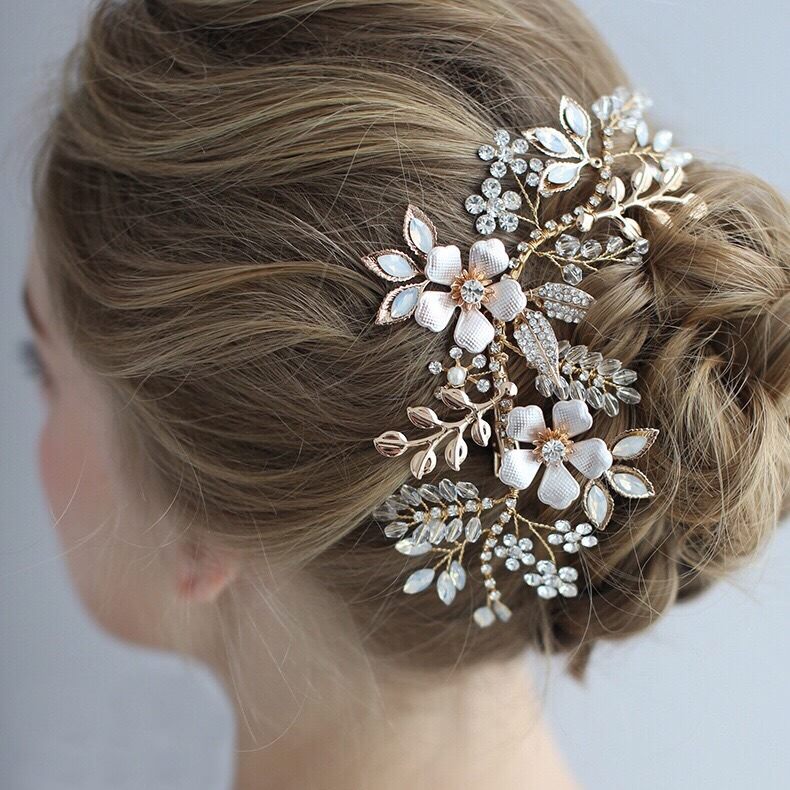 【ヘッドドレス】ブライダルヘッドドレス ビジュー ボンネ ゴールド h5 【結婚式 ヘアアクセサリー】